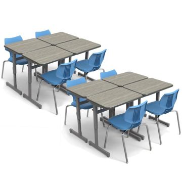 Classroom Set - 8 Silhouette Single Desks & 8 Flavors Chairs