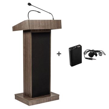 Non-Adjustable Orator Lectern with Tie Clip / Lavalier Wireless Mic