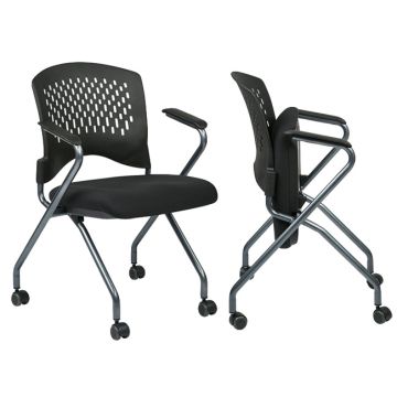 Deluxe Folding Nesting Mobile Arm Chair- Set of 2