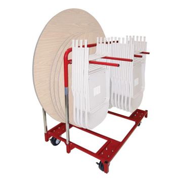 Round Folding Table and Folding Chair Mover