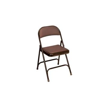 Padded Seat and Back Folding Chair- Mocha Brown Frame- Mocha Brown Vinyl