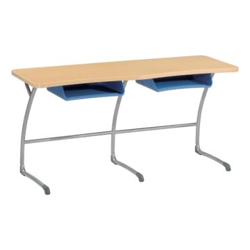Zuma Cantilever School Desk w/ Plastic Book Boxes - Two-Student