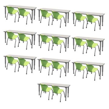 Classroom Set- 10 Double Student Desks & 20 Apex Chairs