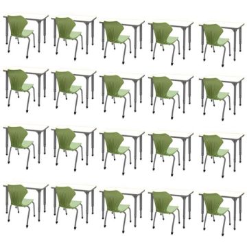 Classroom Set- 20 Apex Stack Chairs (18'' - 5th-Adult)  & 20 Dry Erase Desks (30'' x 20'')