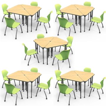 Classroom Set- 20 Triangle Desks & Apex Chairs
