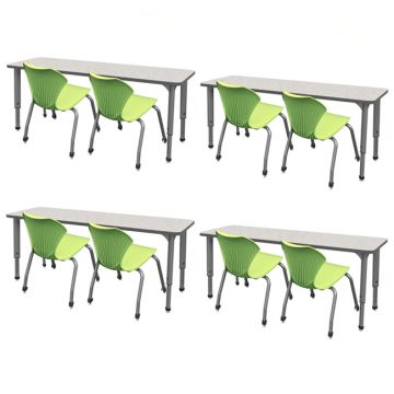 Classroom Set- 4 Double Student Desks & 8 Apex Chairs