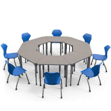 Classroom Set- 8 Trapezoid Desks & Apex Chairs