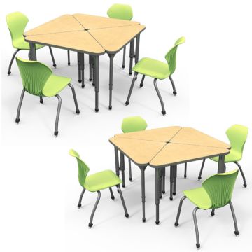 Classroom Set- 8 Apex Triangle Desks & Apex Chairs