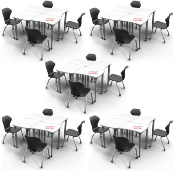 Classroom Set - 20 Apex Stack Chairs (18'' H -5th-Adult) & 20 Dry Erase Dog Bone Student Desks