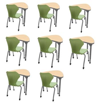 Classroom Set - 8 Single Chevron Desks & Chairs