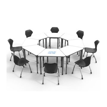 Classroom Set - 8 Apex Stack Chairs (18'' H - 5th-Adult) & 8 Trapezoid Dry Erase Student Apex Desks
