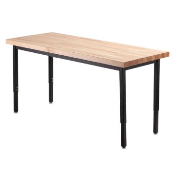 Height Adjustable Utility Table with Butcher Block Top