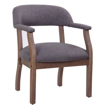 Blue Linen Button Tufted Captain's Guest Chair