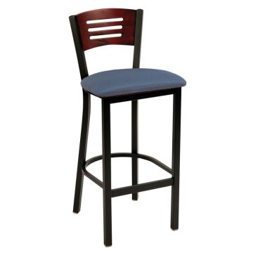 Slat Back Cafe Stool w/ Padded Seat