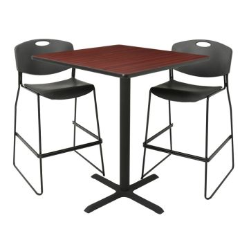 Cain Barstool Height Table and Two Zeng Stools by Regency