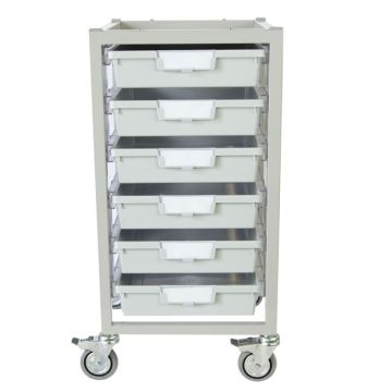 Antimicrobial Nimble Cart (6) Single Depth Trays - Light Gray