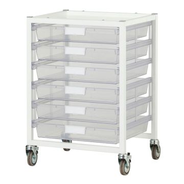 Antimicrobial Wide Nimble Cart (6) Single Depth Trays - Clear