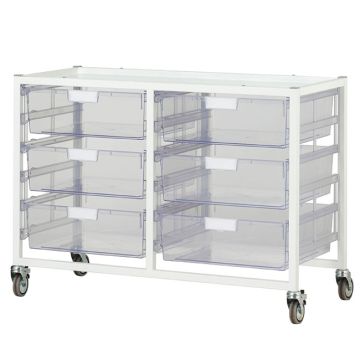 Antimicrobial Swift Wide Cart (6) Double Depth Trays - Clear