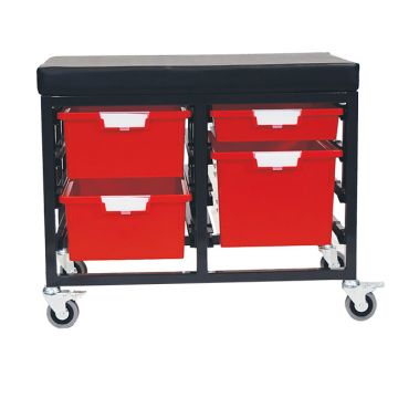 StorWerks Double Wide Mobile Workbench w/Cushion Top & 4 StorSystem Trays