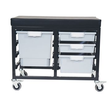 StorWerks Double Wide Mobile Workbench w/Cushion Top & 4 StorSystem Trays