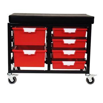 StorWerks Double Wide Mobile Workbench w/Cushion Top & 6 StorSystem Trays