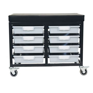StorWerks Double Wide Mobile Workbench w/Cushion Top & 8 StorSystem Trays