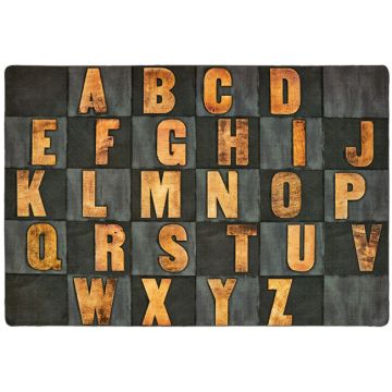 Rustic Wood Literacy Seating Rug (6' x 9' Rectangle)