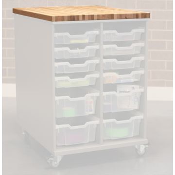 Hideaway Cart -24 Bin Storage Butcher Block Top