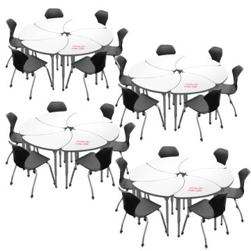 Classroom Set - 24 Student Chevron Dry Erase Apex Desks & 24 Apex Stack Chairs (18'' H -5th-Adult)