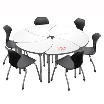 Classroom Set - 6 Chevron Dry Erase Apex Desks & 6 Apex Stack Chairs (18'' 5th-Adult)