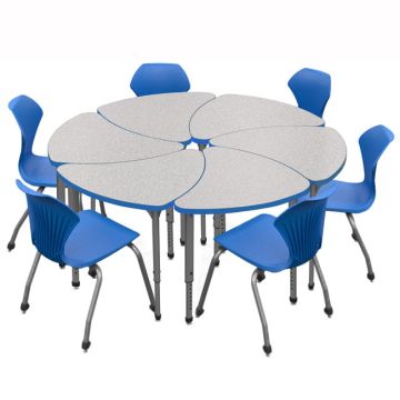 Classroom Set- 6 Student Chevron Apex Desks (31'' x 25'') & 6 Apex Stack Chairs (18'' 5th-Adult)