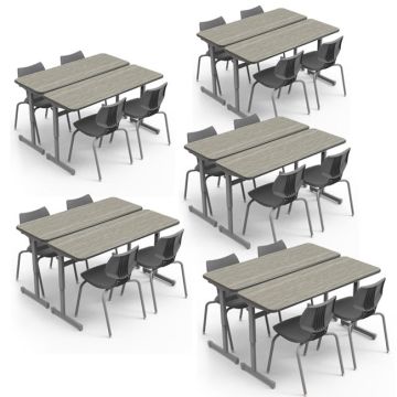 Classroom Set - 10 Silhouette Double Desks & 20 Flavors Chairs