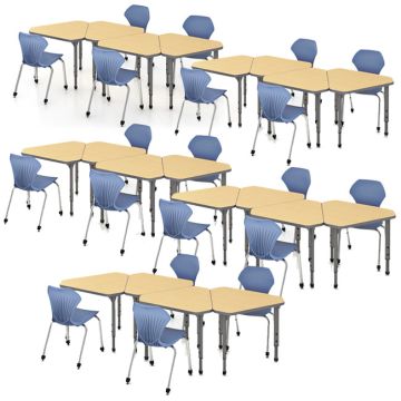 Classroom Set - 20 Gem Desks & Apex Chairs
