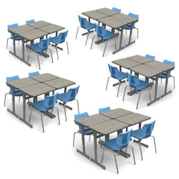 Classroom Set - 20 Silhouette Single Desks & 20 Flavors Chairs
