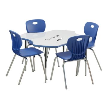 Deluxe Dry Erase Activity Table & Classic Student Chair Packages (48" Clover - 1 Table & 4 Chairs)