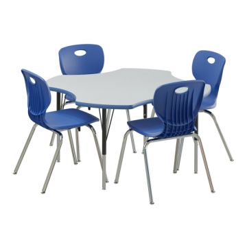 Deluxe HPL Activity Table & Classic Student Chair Package (48" Clover - 1 Table & 4 Chairs)