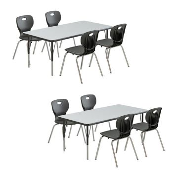 Deluxe HPL Activity Table & Classic Student Chair Package (30" x 60" Rectangle - 2 Tables & 8 Chairs)