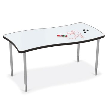 Creator Porcelain Steel Dry Erase Activity Table - Wavy Rectangle Platinum Frame