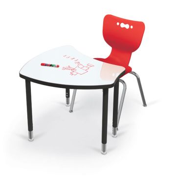 Dry Erase Small Shapes Desk & Hierarchy 4-Leg Chair (18'' H) Bundle