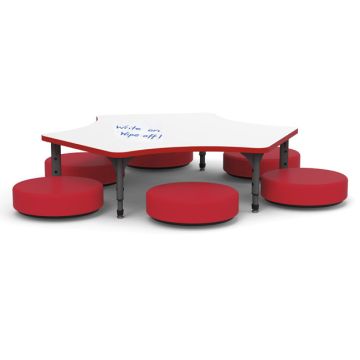 Package Set- 1 Delta Floor Dry Erase Table & 6 Sonik Floor Rockers