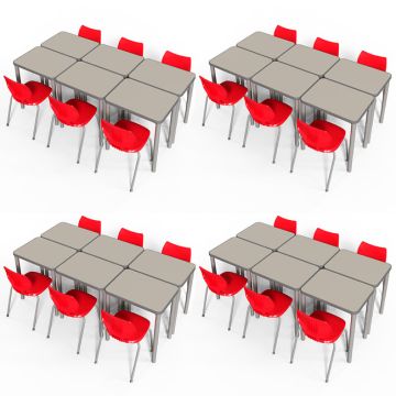 Classroom Set- 24 Elemental Rectangle Desks & Flavors Chairs