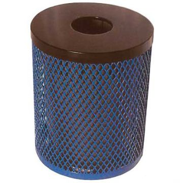 32 Gallon Outdoor Expanded Metal Trash Receptacle w/ Lid & Liner