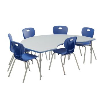 Deluxe HPL Activity Table & Classic Student Chair Package (48" x 72" Kidney - 1 Table & 6 Chairs)
