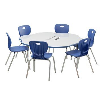 Deluxe Dry Erase Activity Table & Classic Student Chair Packages (60" Flower - 1 Table & 6 Chairs)