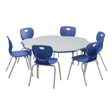 Deluxe HPL Activity Table & Classic Student Chair Package (60" Flower - 1 Table & 6 Chairs)