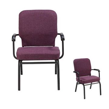 Tall Wing Back Oversized Upholstered Padded Stack Chair with Arms