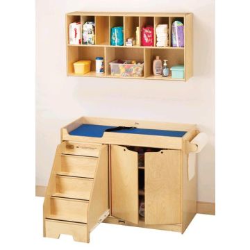 Birch Diaper Changer w/ Stairs and Wall Mount Organizer