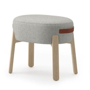 Indie Small Oval Ottoman w/ Leather Handles - 16-1/2" H