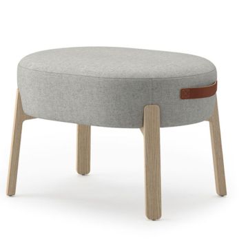 Indie Large Oval Ottoman w/ Leather Handles - 16-1/2" H