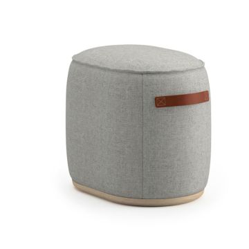 Indie Large Oval Pouf w/ Leather Handles - 16-1/2" H